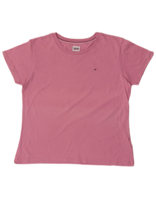 Tommy Hilfiger Damen T-Shirt Top UK 14 Large Rosa Baumwolle