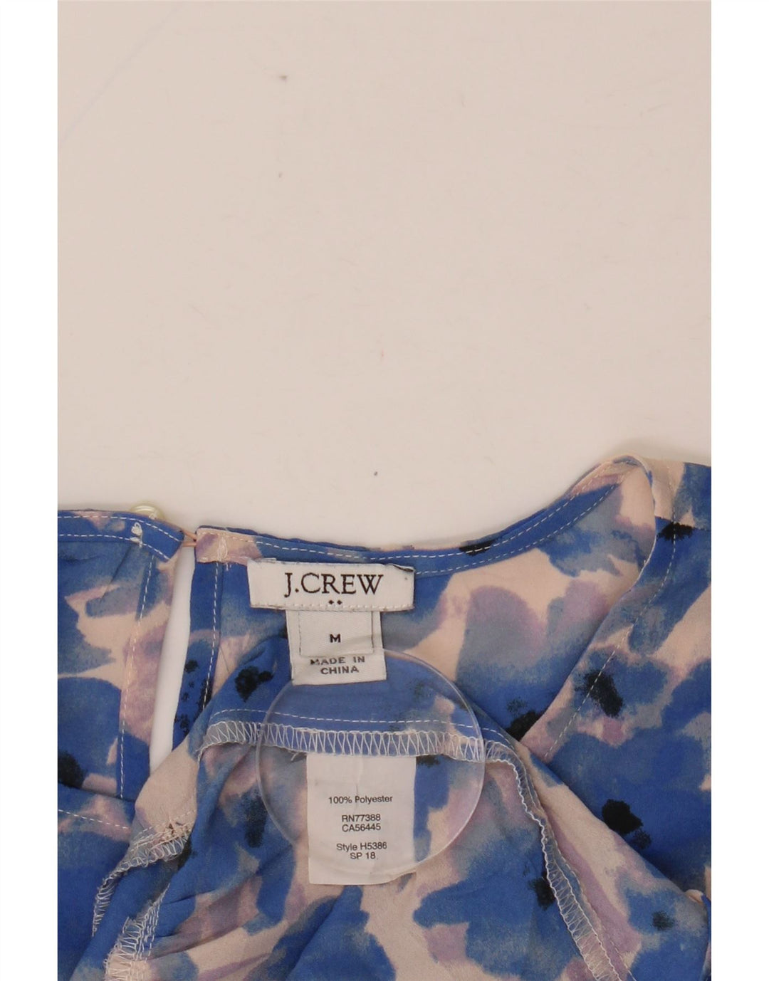 J. CREW Damen-Blusenoberteil mit 3/4-Ärmeln, UK-Größe 44, Mittelblaues, geblümtes Polyester