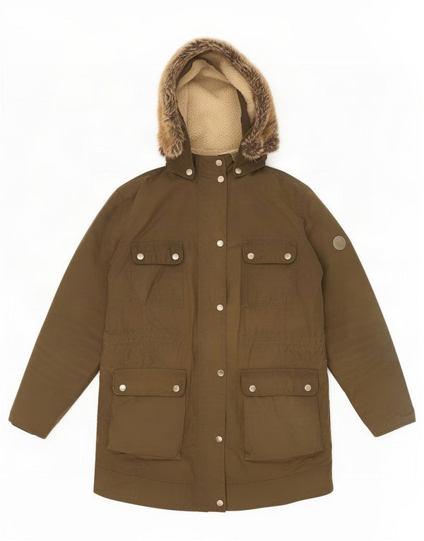 Barbour Damen-Parka aus gewachster Baumwolle mit Kapuze, UK 12, mittleres Khaki