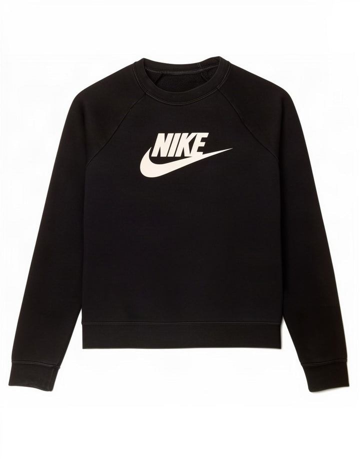 Nike Womens Graphic Oversized Sweatshirt Pullover UK 10 Small Schwarz Baumwolle