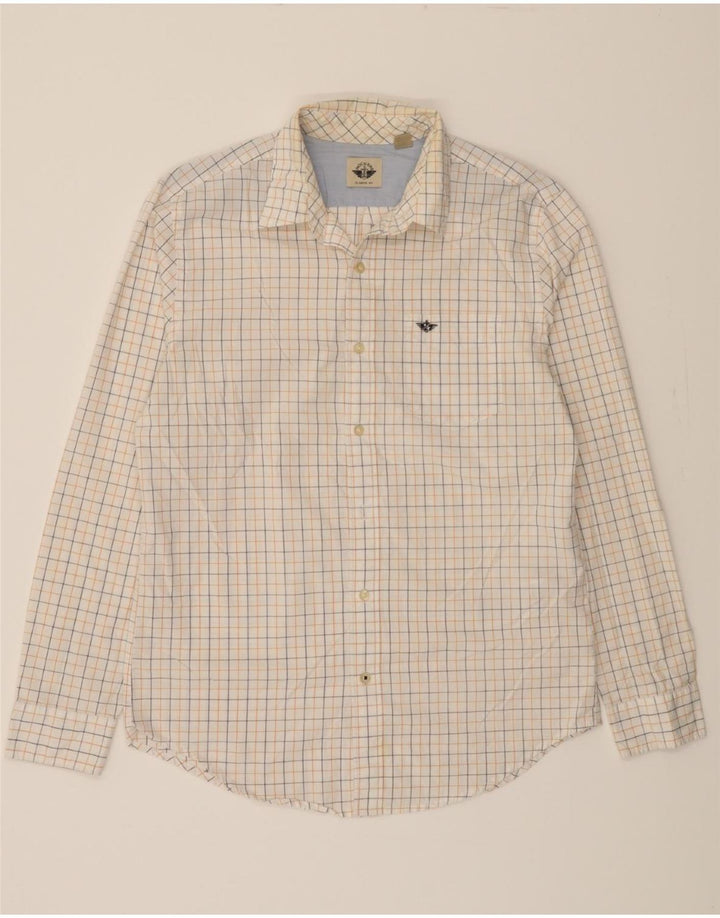 DOCKERS Mens Classic Fit Shirt Medium Off White Check Cotton Vintage Dockers and Second-Hand Dockers from Messina Hembry 