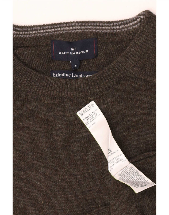 Marks & Spencer Herren-Pullover mit Rundhalsausschnitt, klein, grün gefleckte Lammwolle