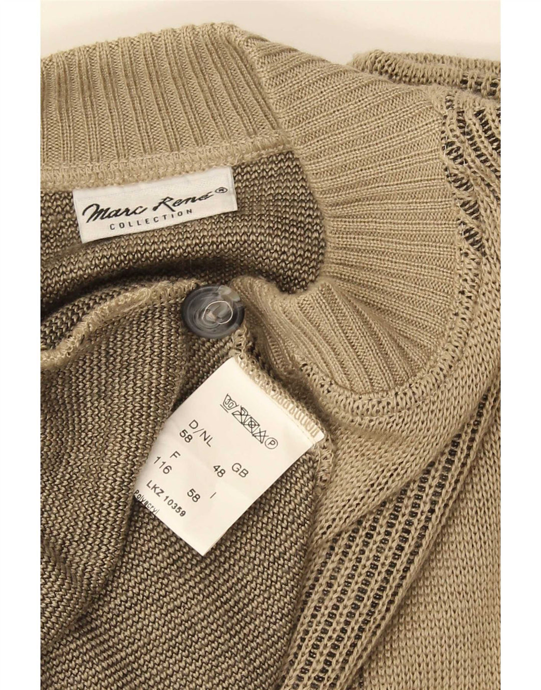 Marc Rene Herren-Strickjacke mit lockerer Passform, Größe 48, mittelbeige, geometrisch