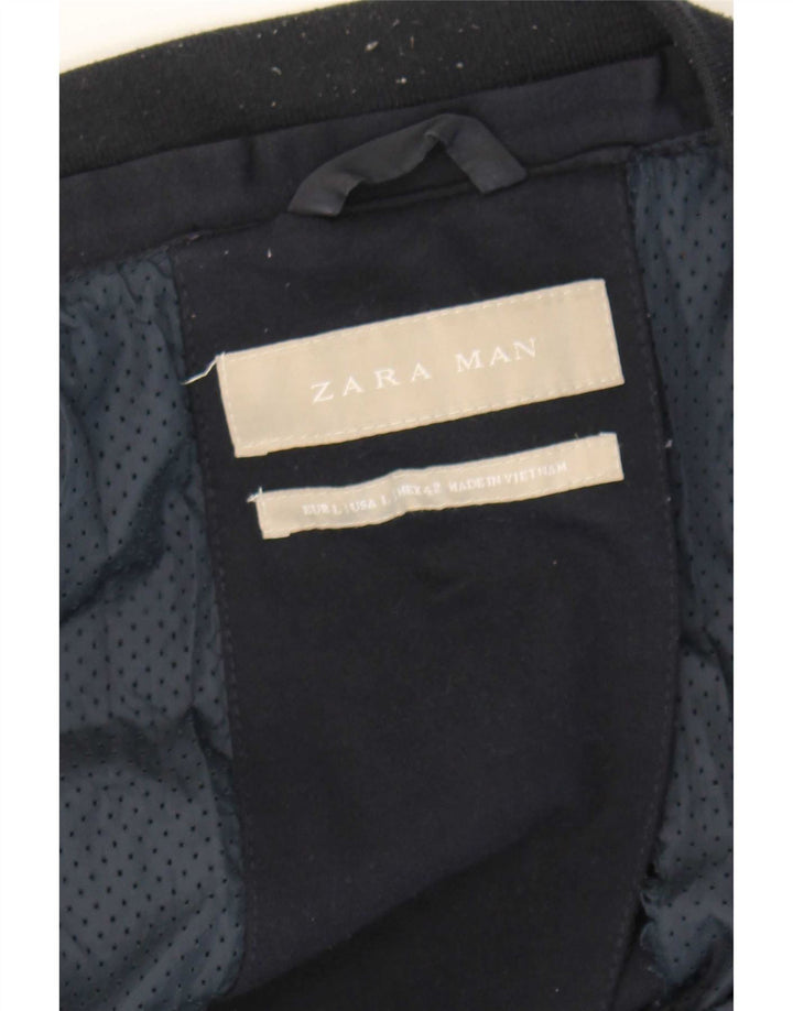 Zara Herren Bomberjacke UK 40 Large Marineblau Farbblock