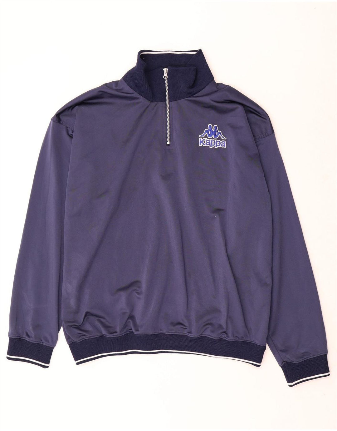 Kappa Herren-Trainingsanzug, übergroß, mit Reißverschluss, Pullover, Größe L, Marineblau