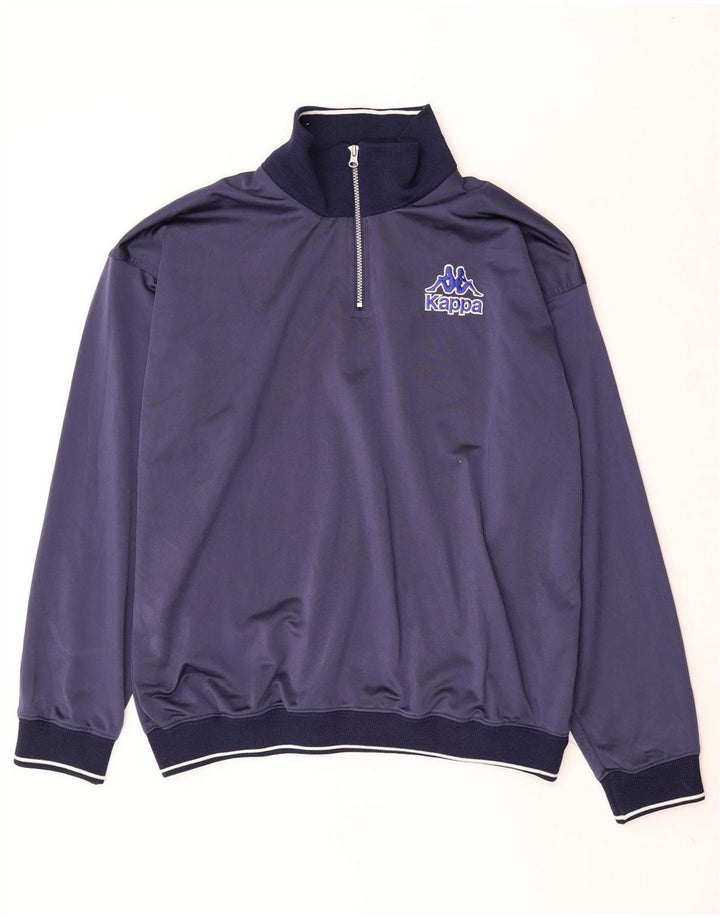 Kappa Herren-Trainingsanzug, übergroß, mit Reißverschluss, Pullover, Größe L, Marineblau