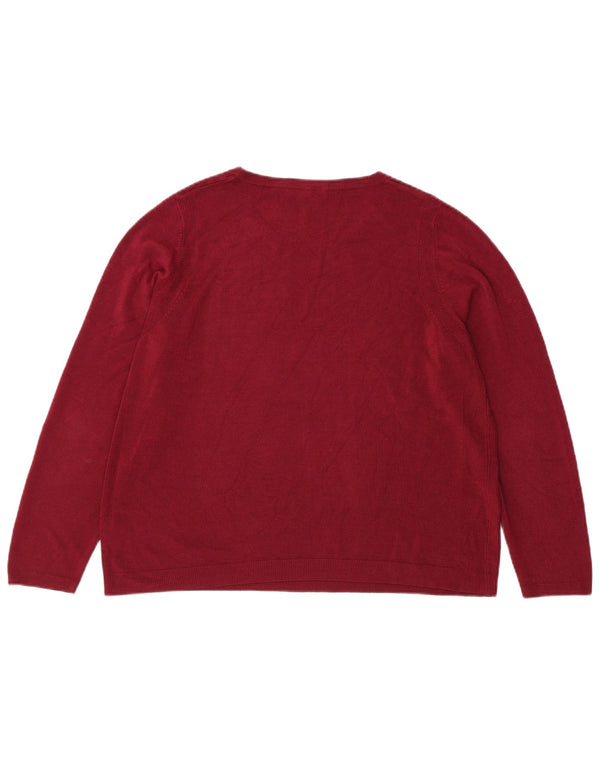 Marks & Spencer Damen-Pullover mit Rundhalsausschnitt, UK 22 3XL, Burgunderrot, Acryl