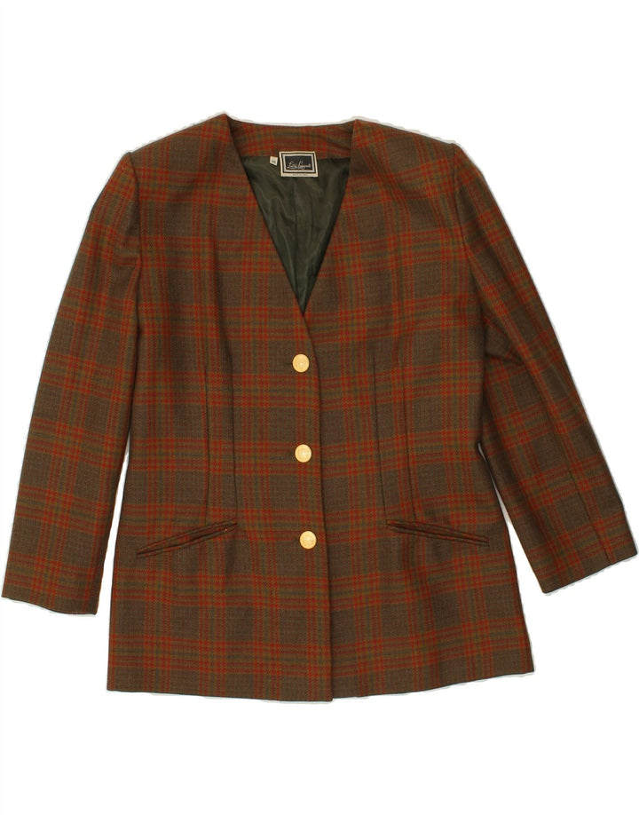 LUISA SPAGNOLI Womens 3 Button Blazer Jacket IT 48 XL Brown Check Vintage Luisa Spagnoli and Second-Hand Luisa Spagnoli from Messina Hembry 