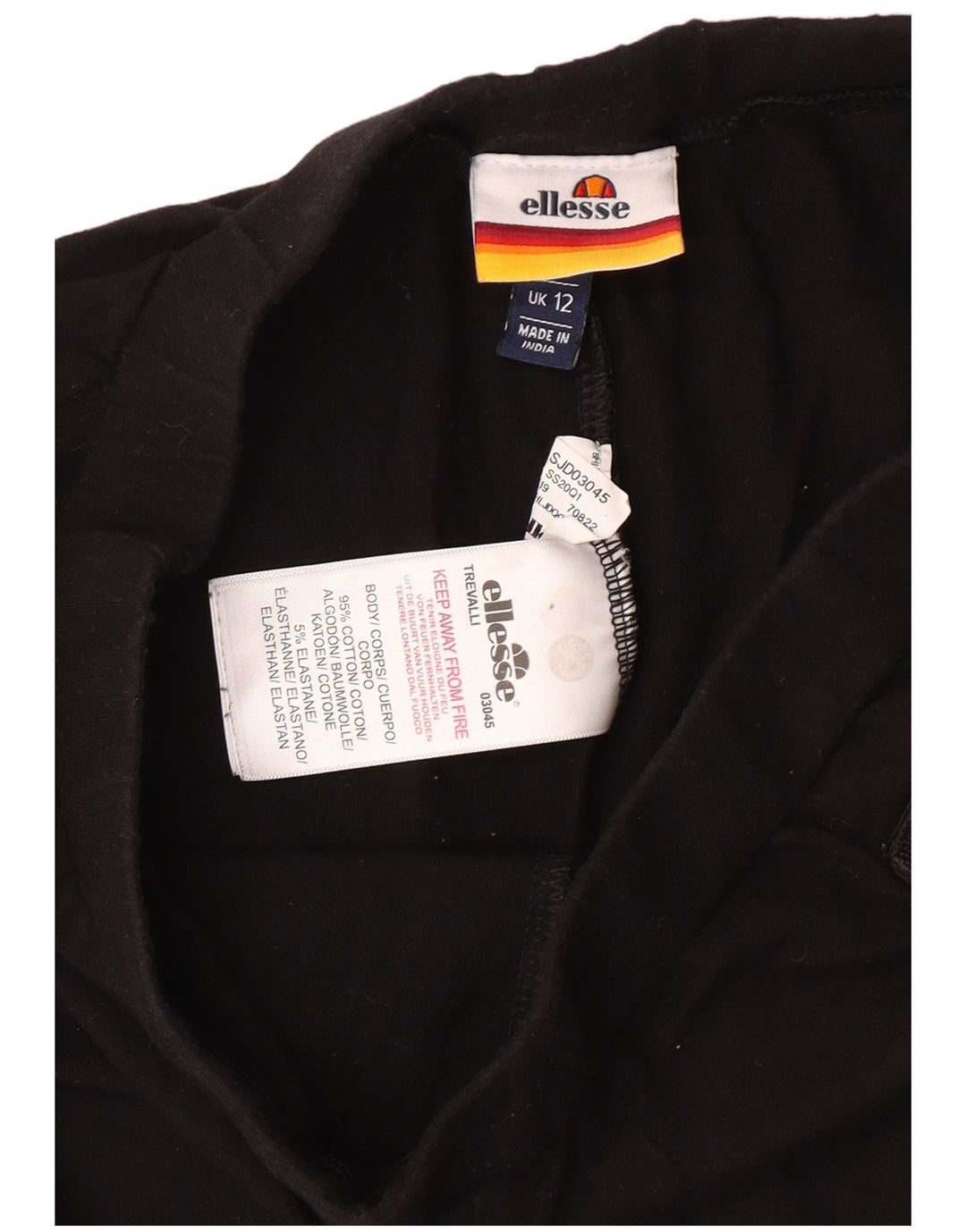 ELLESSE Womens Graphic Leggings UK 12 Mittelschwarze Baumwolle