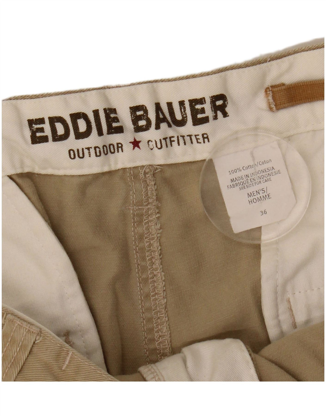 EDDIE BAUER Herren Pegged Chino Shorts W36 Large Beige Baumwolle