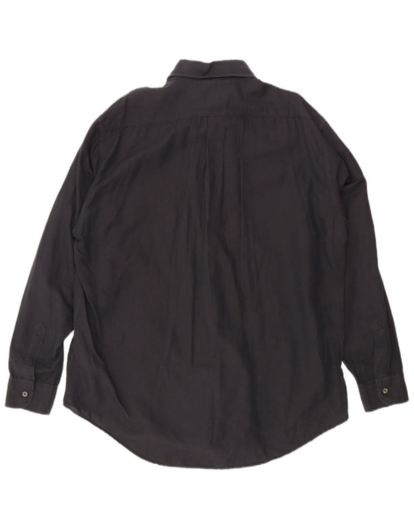 Trussardi Herrenhemd 2XL Schwarz Leinen