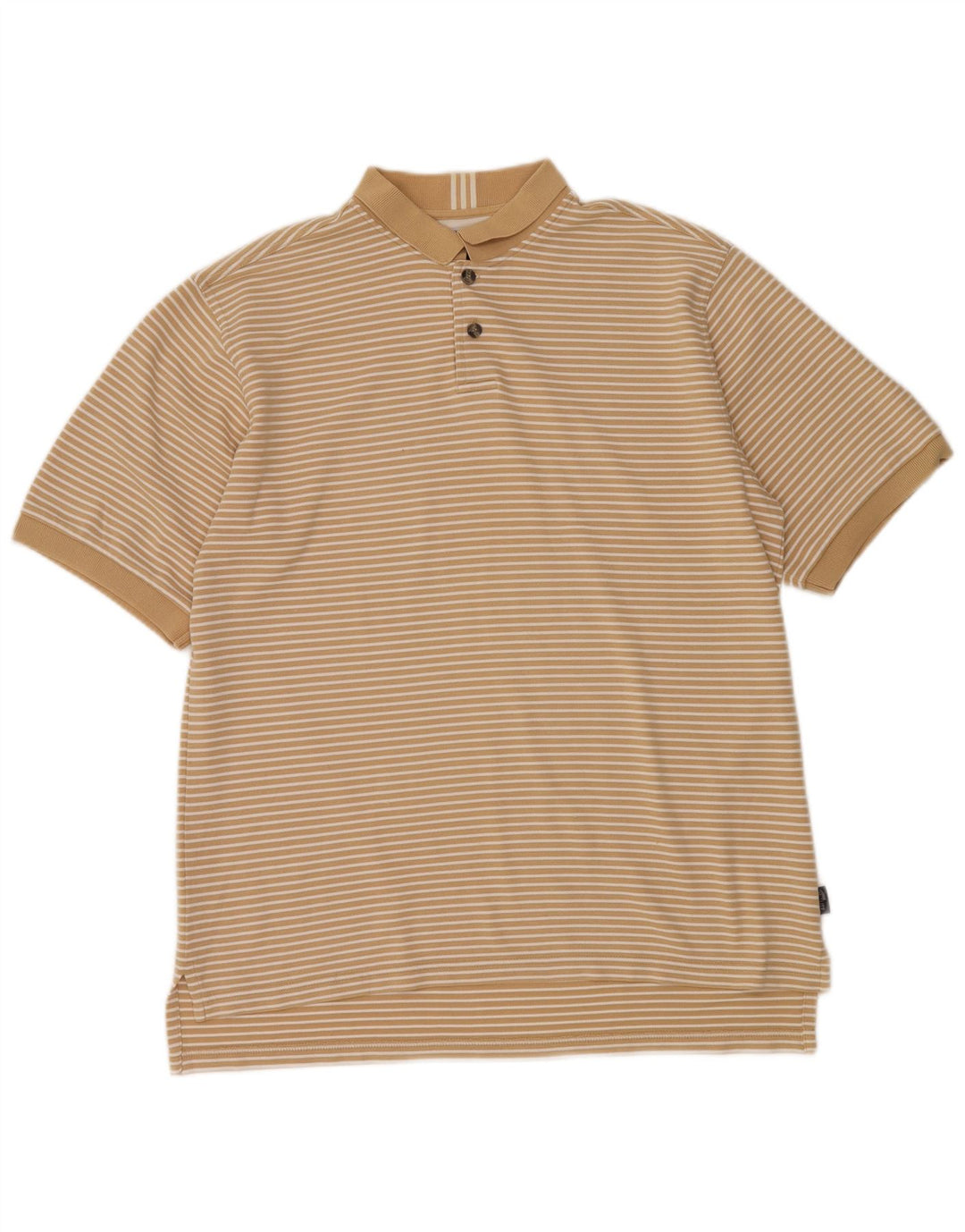 ADIDAS Mens Climalite Polo Shirt Medium Beige Striped Cotton