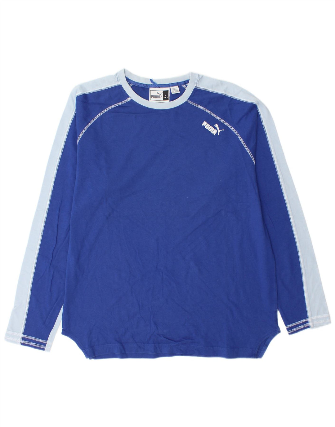 Puma Herren-Top mit langen Ärmeln, groß, blau, Farbblock