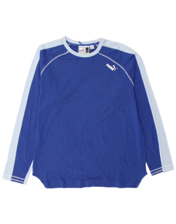 Puma Herren-Top mit langen Ärmeln, groß, blau, Farbblock