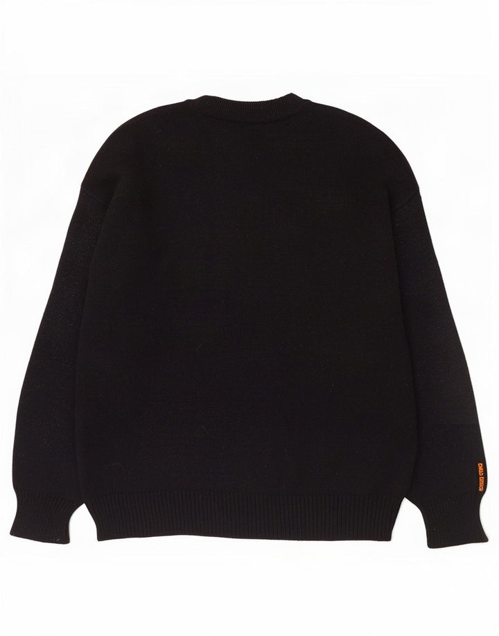 Vintage Herren Rollkragenpullover Pullover Große schwarze geometrische Schurwolle