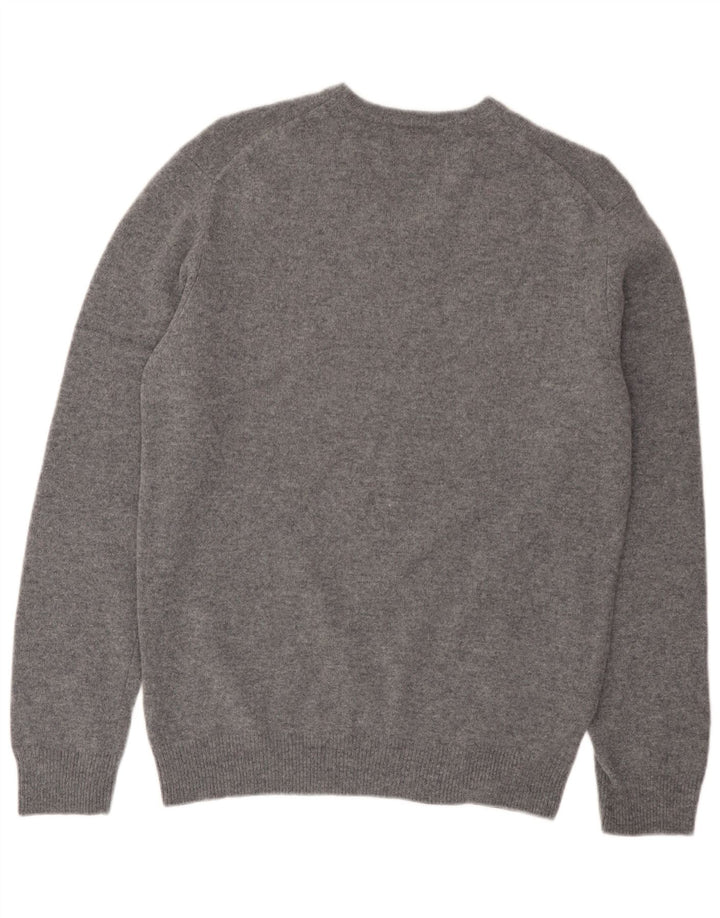 Giesswein Herren-Pullover mit V-Ausschnitt, UK 44, XL, graue Wolle