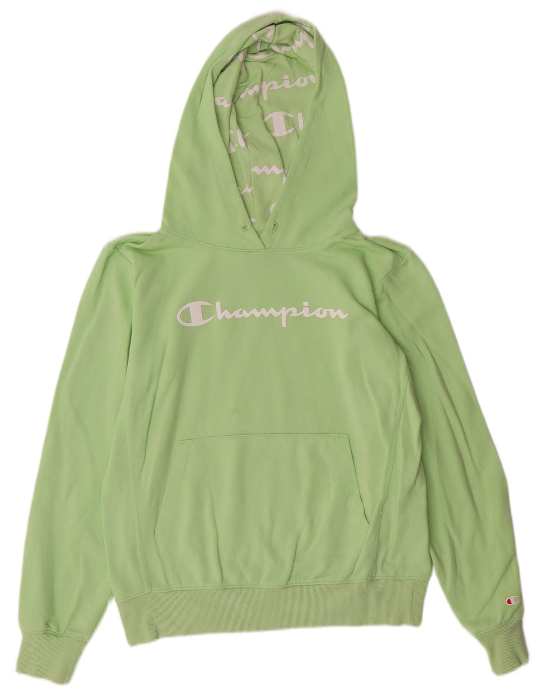 CHAMPION Womens Graphic Hoodie Pullover UK 16 Große grüne Baumwolle