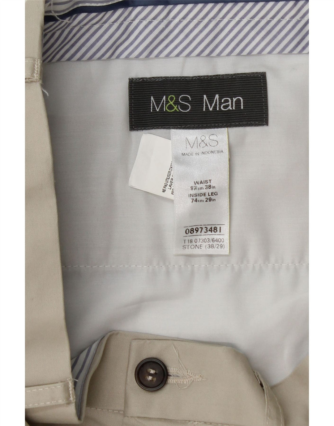 Gerade Herren-Chinohose von Marks & Spencer, W38, L27, graue Baumwolle