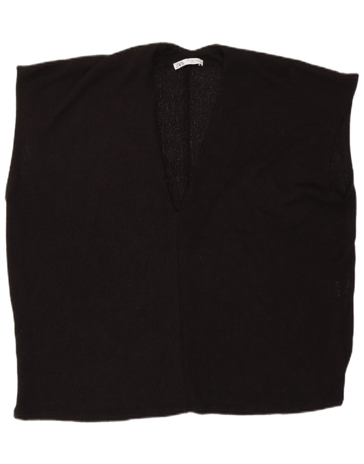 Zara Damen-Oversize-Weste-Tanktop UK 10 Small Schwarze Viskose
