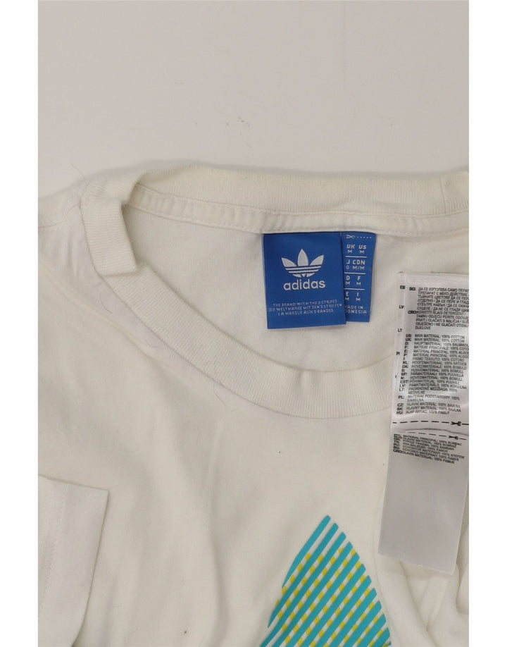 ADIDAS Mens Graphic T-Shirt Top Medium White Cotton