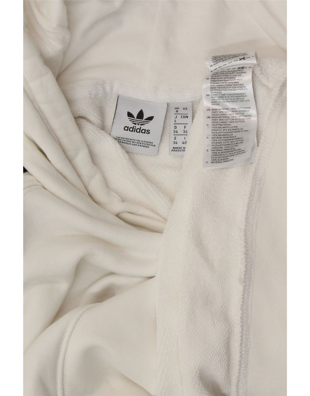 ADIDAS Damen Crop Oversized Hoodie Pullover UK 8 Small Weiße Baumwolle