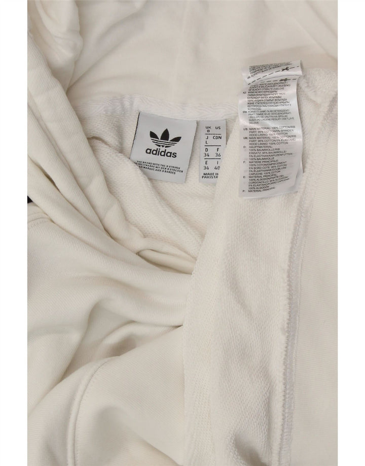 ADIDAS Damen Crop Oversized Hoodie Pullover UK 8 Small Weiße Baumwolle