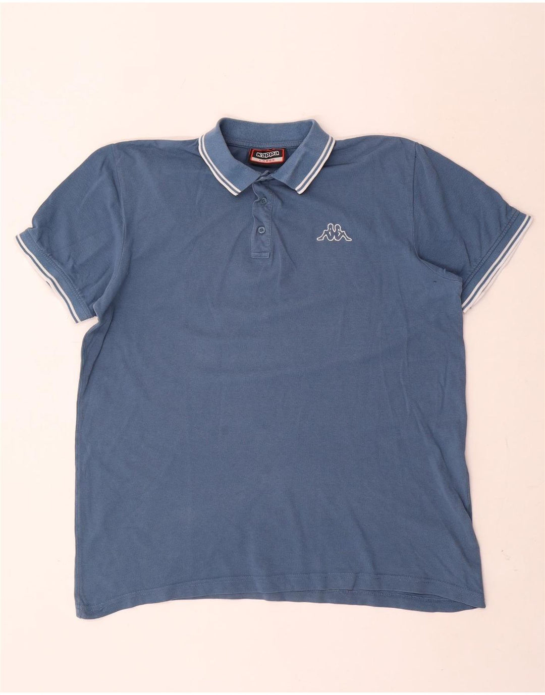 Kappa Herren-Poloshirt, groß, blau gestreift, Baumwolle