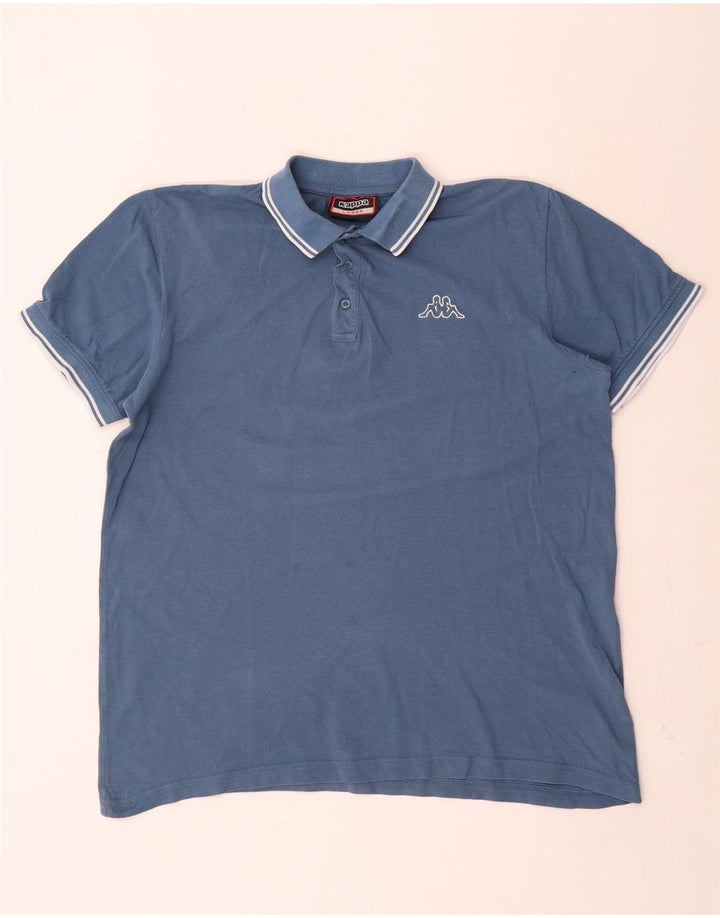 Kappa Herren-Poloshirt, groß, blau gestreift, Baumwolle