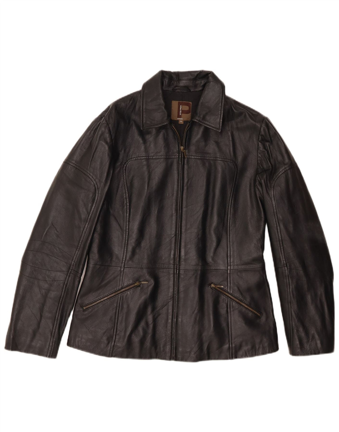 Conbipel Damen Lederjacke IT 46 Großes schwarzes Leder