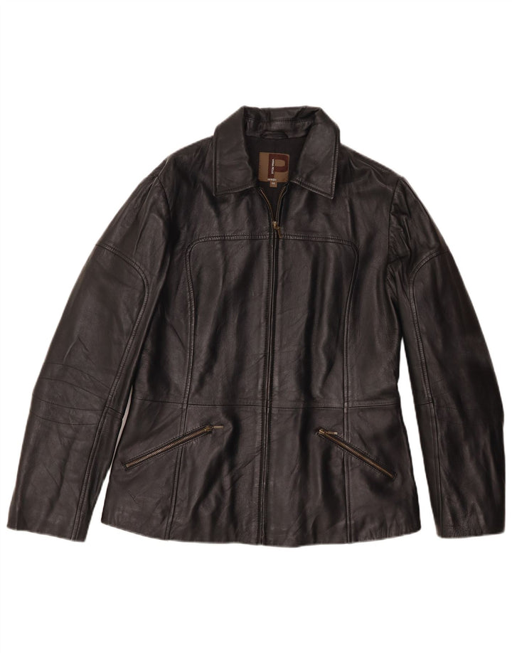 Conbipel Damen Lederjacke IT 46 Großes schwarzes Leder