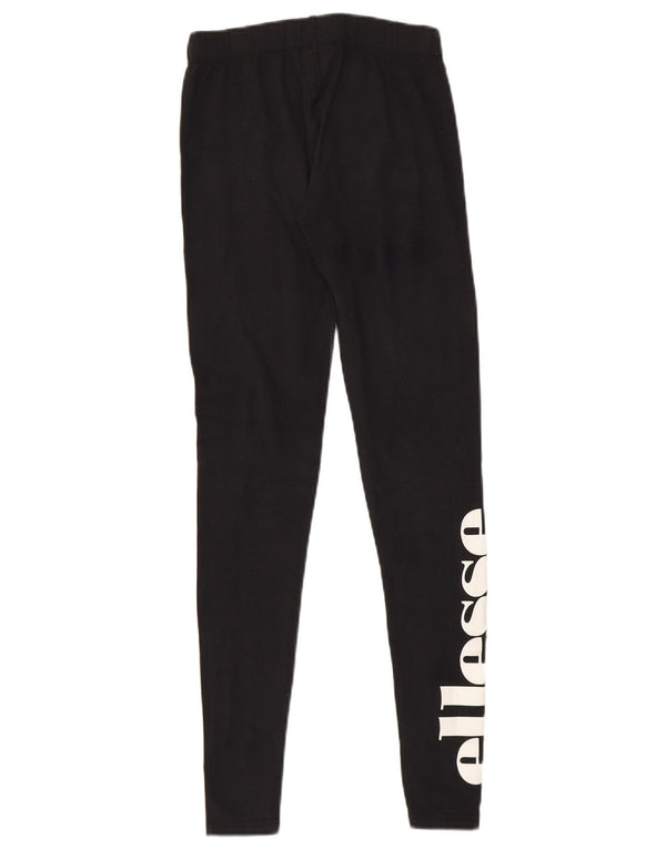 Ellesse Womens Graphic Leggings UK 8 Small Schwarze Baumwolle
