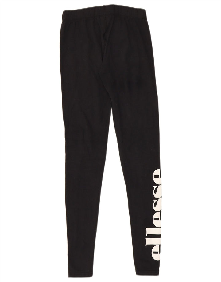 Ellesse Womens Graphic Leggings UK 8 Small Schwarze Baumwolle