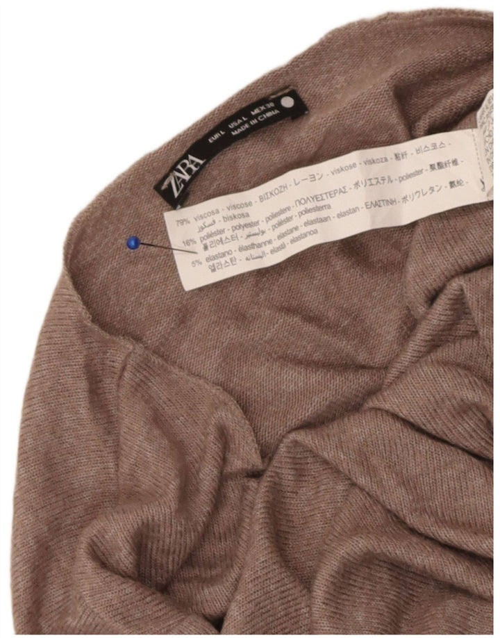 Zara Damen Bluse Top UK 14 Große braune Viskose