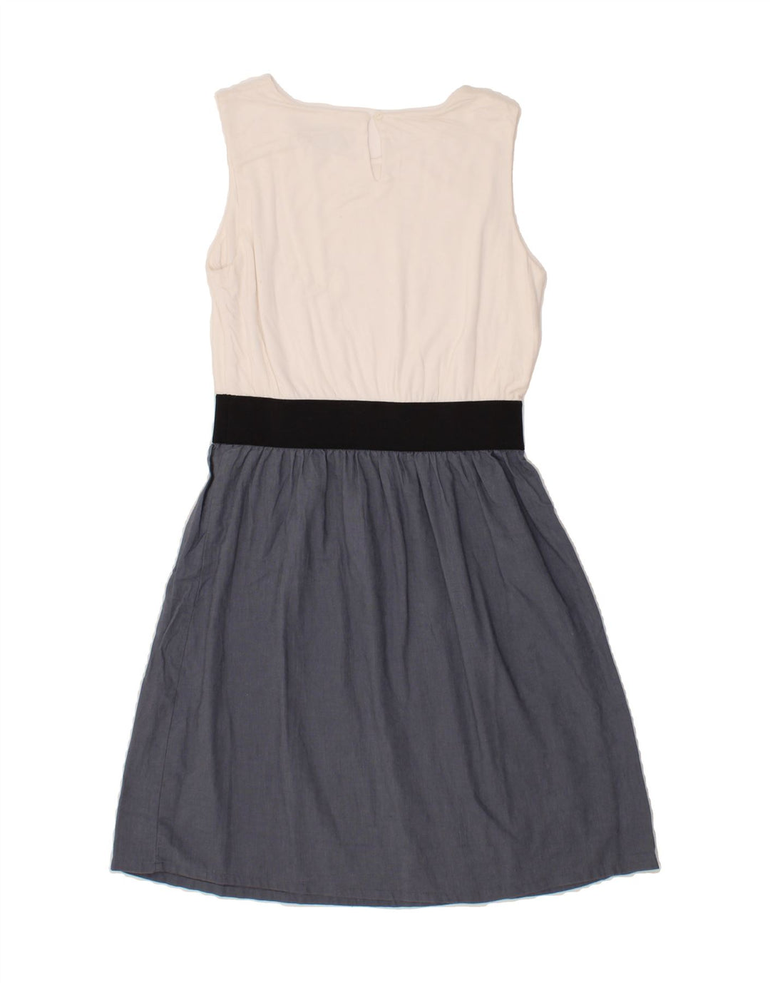 MOSSIMO Womens Sleeveless A-Line Dress UK 14 Medium Blue Colourblock Rayon Vintage Mossimo and Second-Hand Mossimo from Messina Hembry 