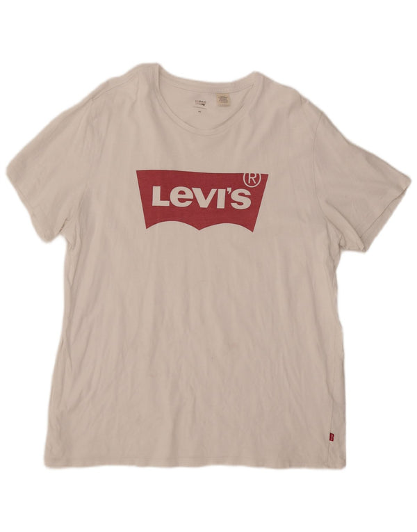 LEVI'S Damen Grafik-T-Shirt-Oberteil UK 20 2XL Weiß