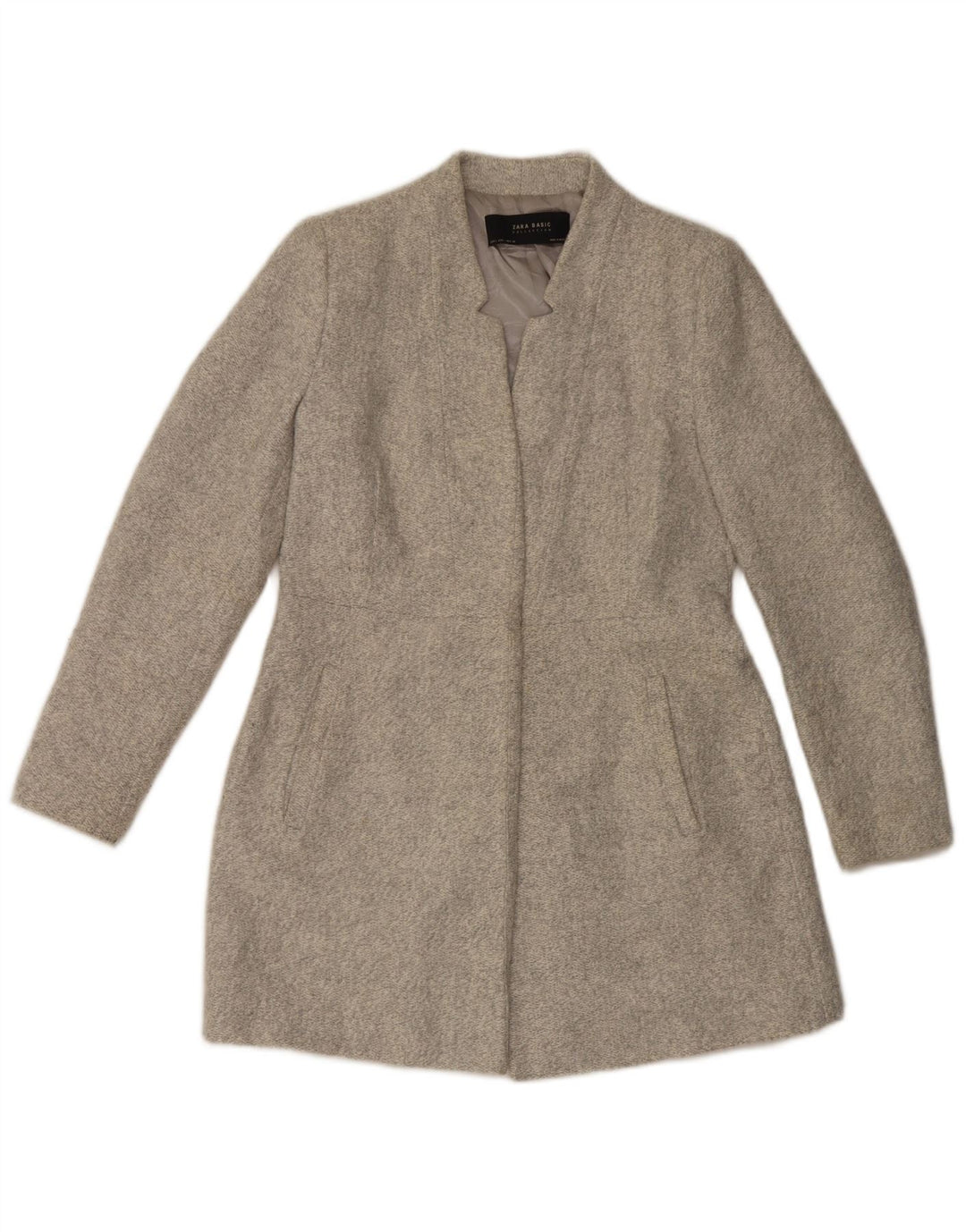 Zara Damen Mantel UK 14 Large Grau Polyester