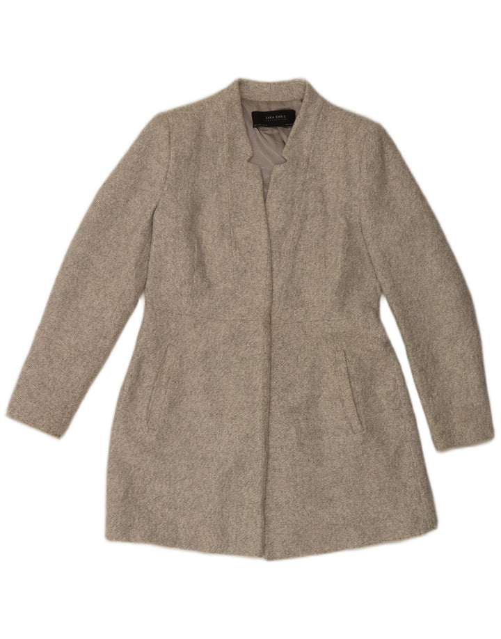 Zara Damen Mantel UK 14 Large Grau Polyester