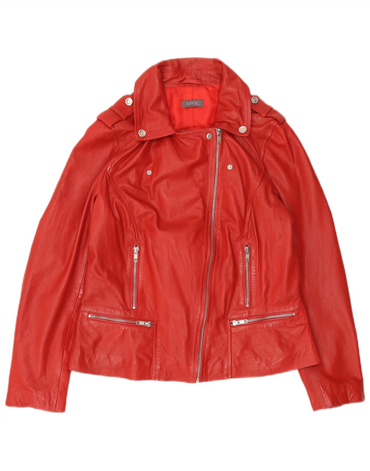 Vintage Damen Bikerjacke UK 16 Großes rotes Leder