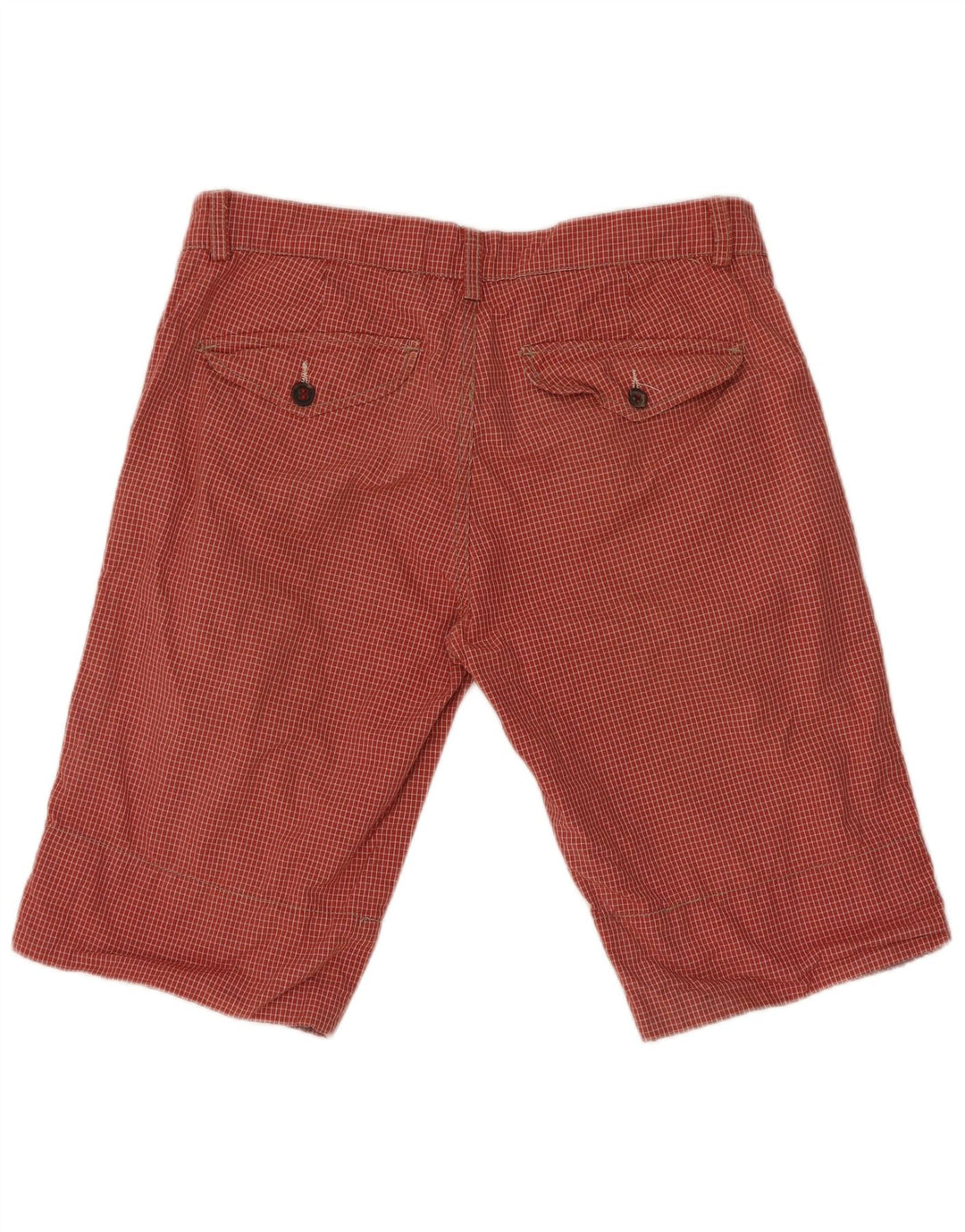 Zara Herren Chinoshorts EU 42 Large W32 Rot karierte Baumwolle