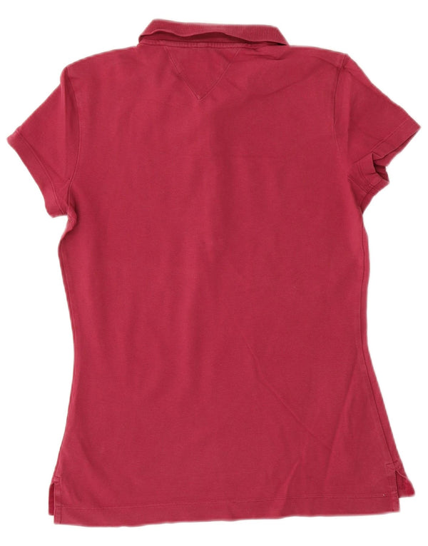 Tommy Hilfiger Damen Poloshirt UK 12 Mittelrote Baumwolle