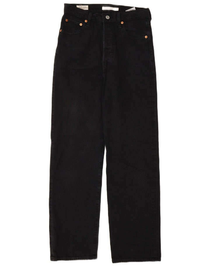Levi's Damen Ribcage Straight Jeans W26 L29 Graue Baumwolle