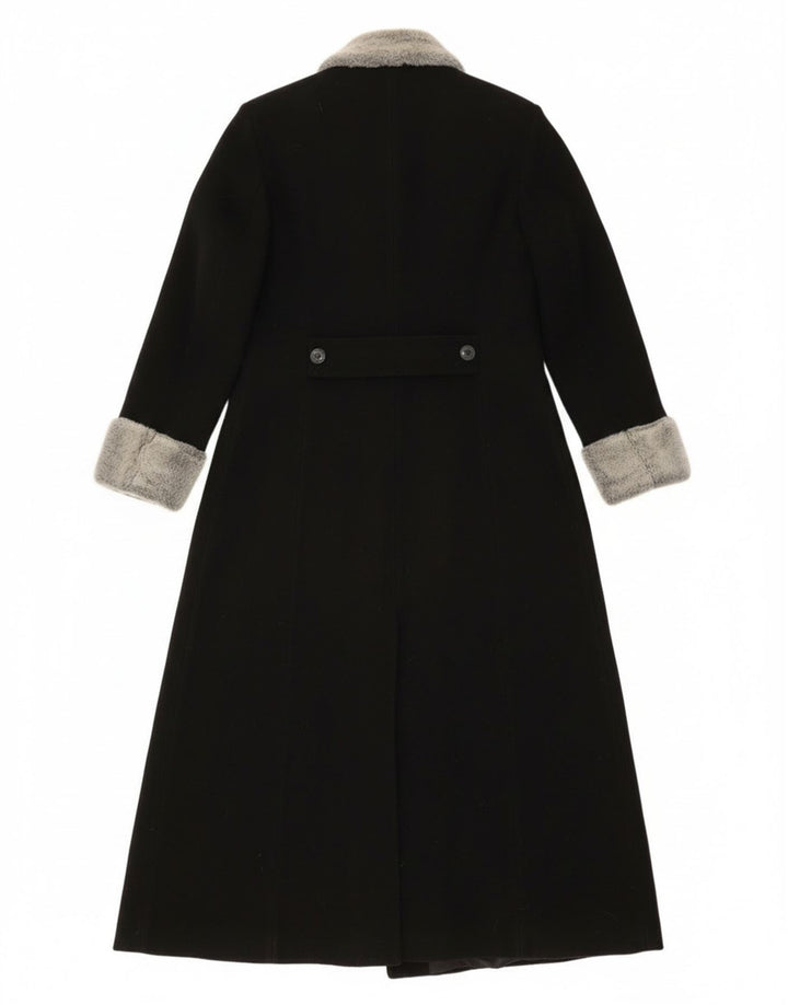 Pimkie Damen Zweireihiger Mantel IT 44 Mittelschwarze Wolle