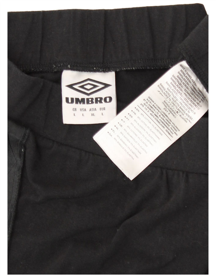 Umbro Damen Leggings UK 14 Large Schwarz Colourblock Baumwolle