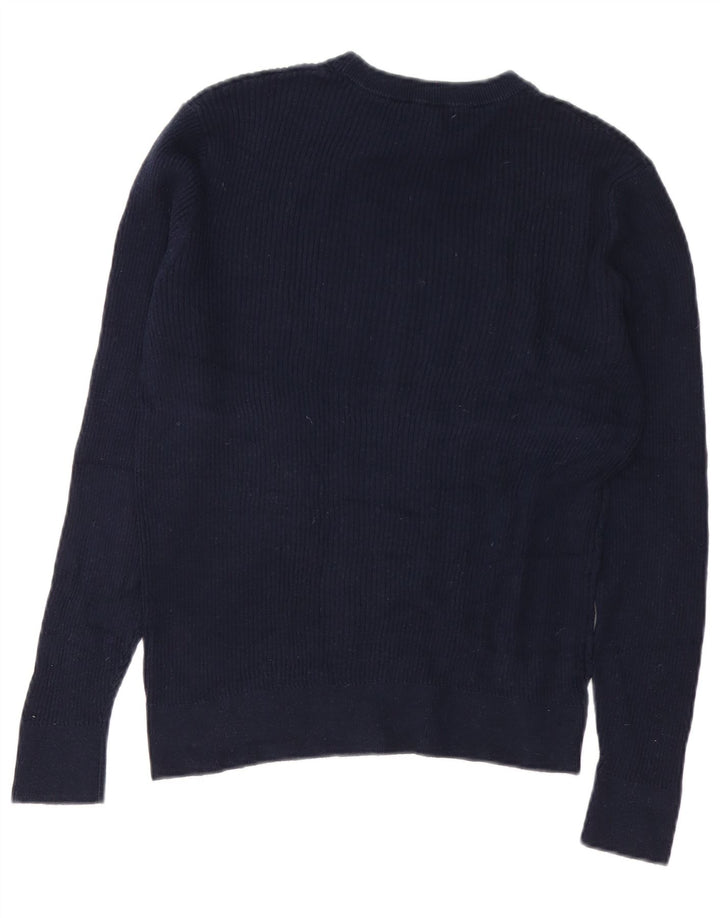 Zara Herren-Pullover mit Rundhalsausschnitt, mittlere marineblaue Baumwolle