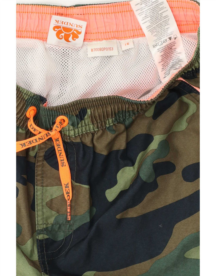 Sundek Badeshorts für Jungen, 15–16 Jahre, Khaki, Camouflage, Polyester
