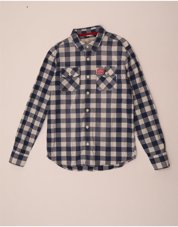 Superdry Herrenhemd 2XL aus blauer Gingham-Baumwolle