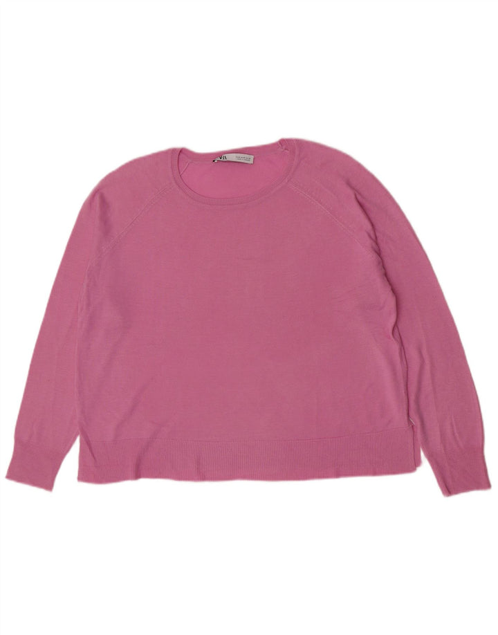 Zara Damen-Pullover mit U-Boot-Ausschnitt, Gr. 14, Mittelrosa