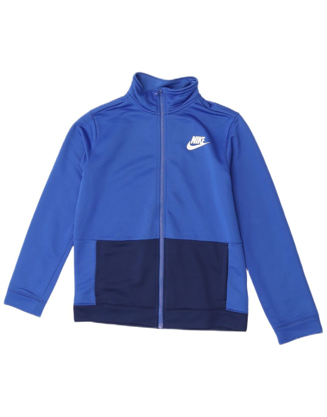 Nike Jungen-Trainingsanzug-Top-Jacke, 13–14 Jahre, XL, blaues Farbblock-Polyester
