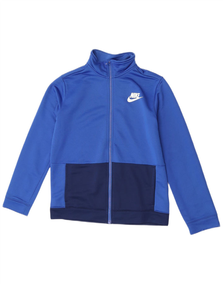 Nike Jungen-Trainingsanzug-Top-Jacke, 13–14 Jahre, XL, blaues Farbblock-Polyester