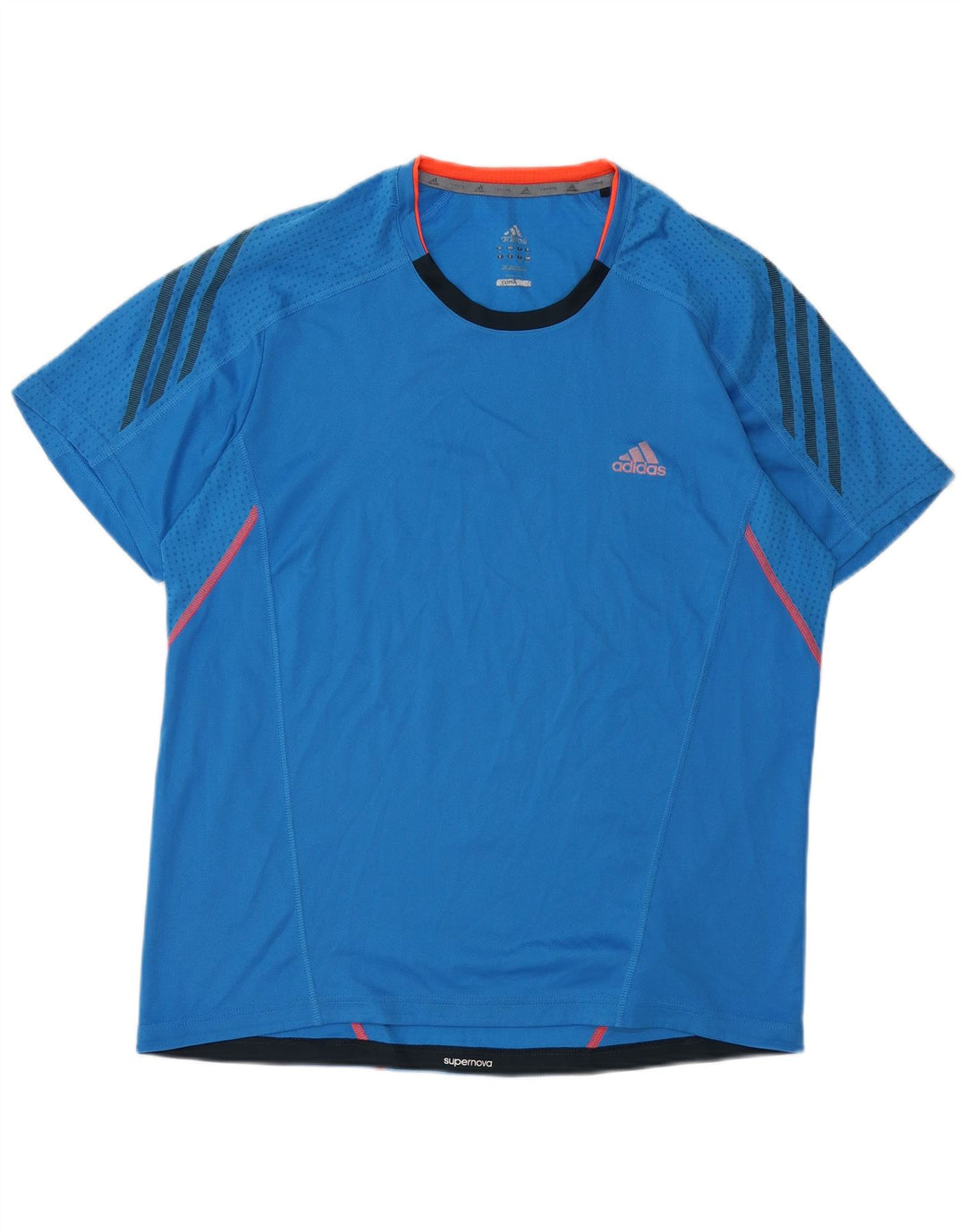 ADIDAS Herren Climalite T-Shirt Top Large Blau Polyester